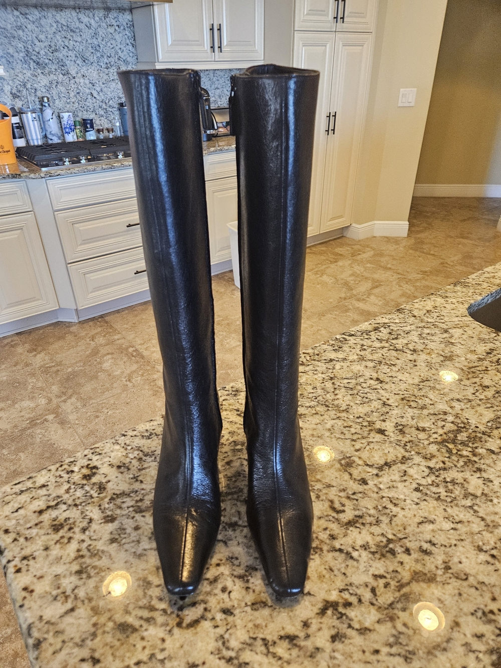 Tory Burch Black Over-the-Knee Leather Boots